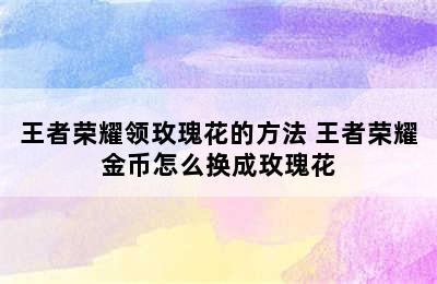 王者荣耀领玫瑰花的方法 王者荣耀金币怎么换成玫瑰花